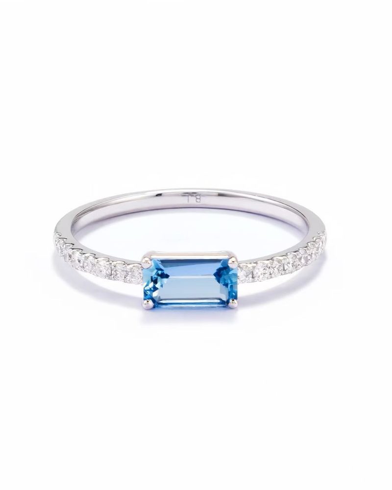 18K Natural Aquamarine Diamond Ring