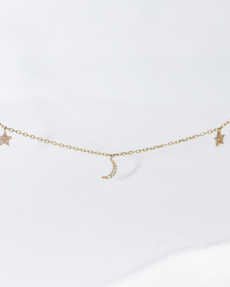 Moon Stars Diamond Necklace
