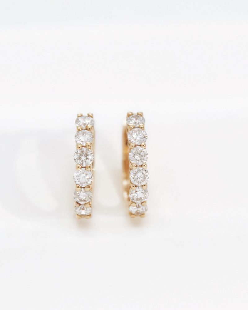 Classic 9mm hoop diamond earrings front view