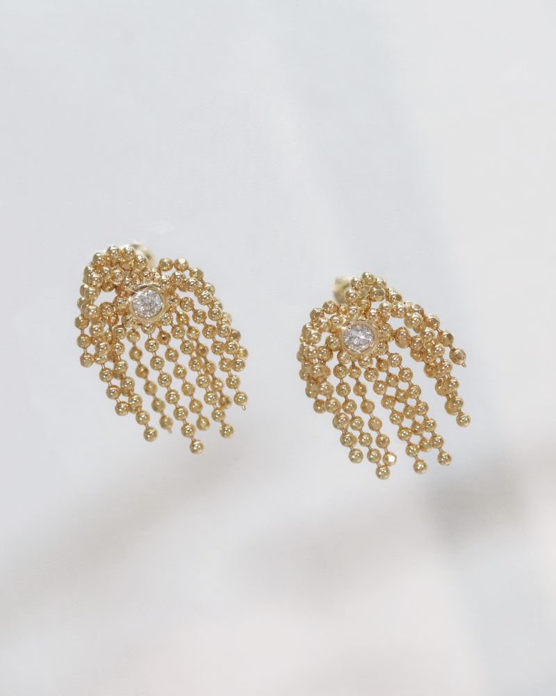 Fireworks Tassel Diamond Stud Earrings