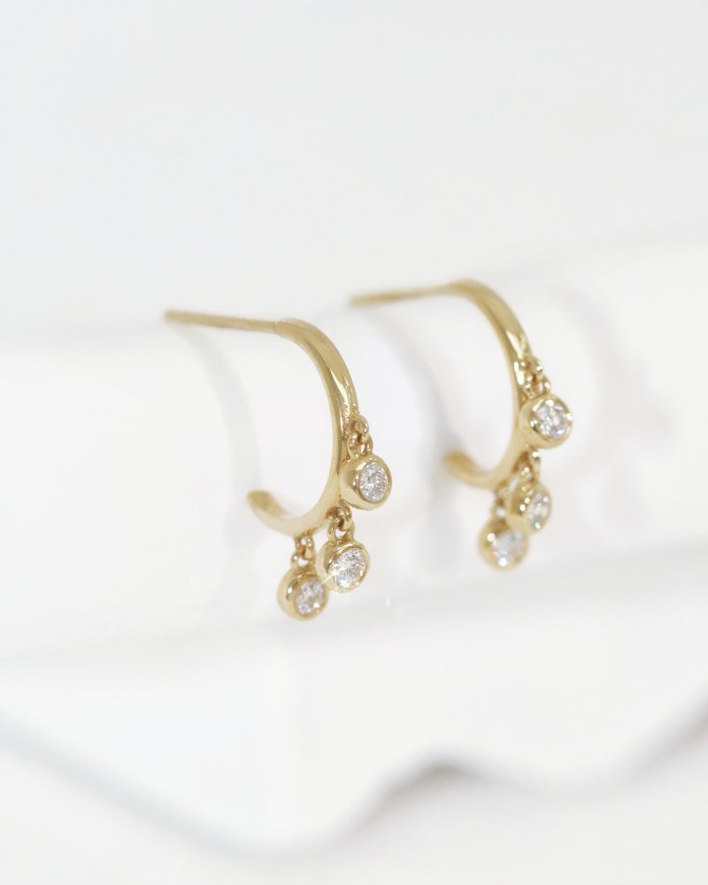 Bubble Diamond Hoop Style Stud Earrings