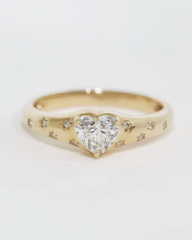 0.50ct heart shape starburst diamond ring
