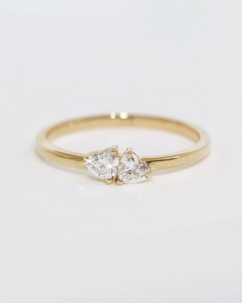 Toi et moi heart shape diamond ring