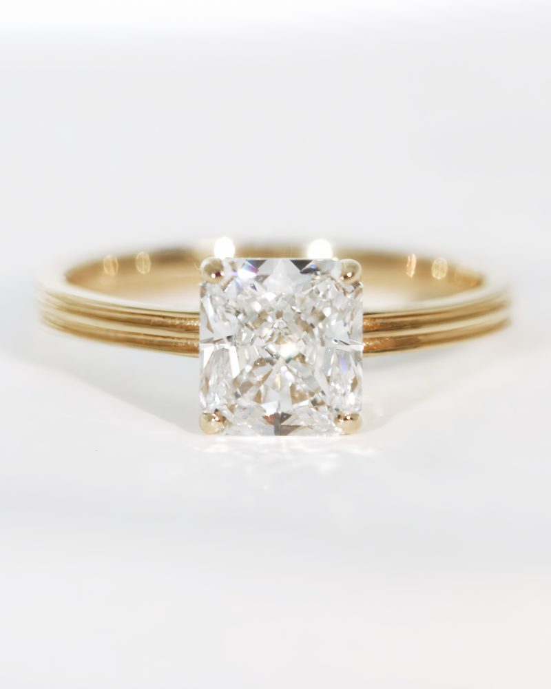 Radiant Cut Diamond Solitaire Ring 14K 18K Solid Gold
