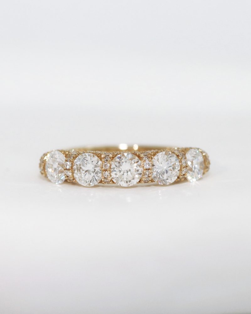 Five Stone Half Eternity Gold Diamond Ring