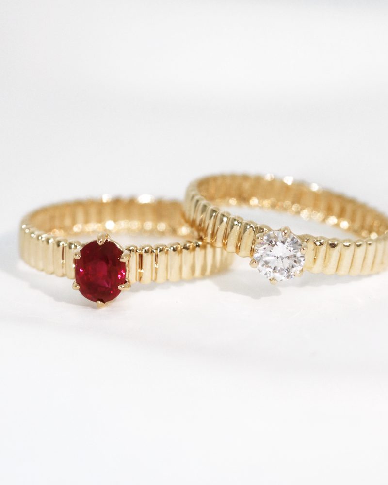 Accordion Solitaire Diamond Ring