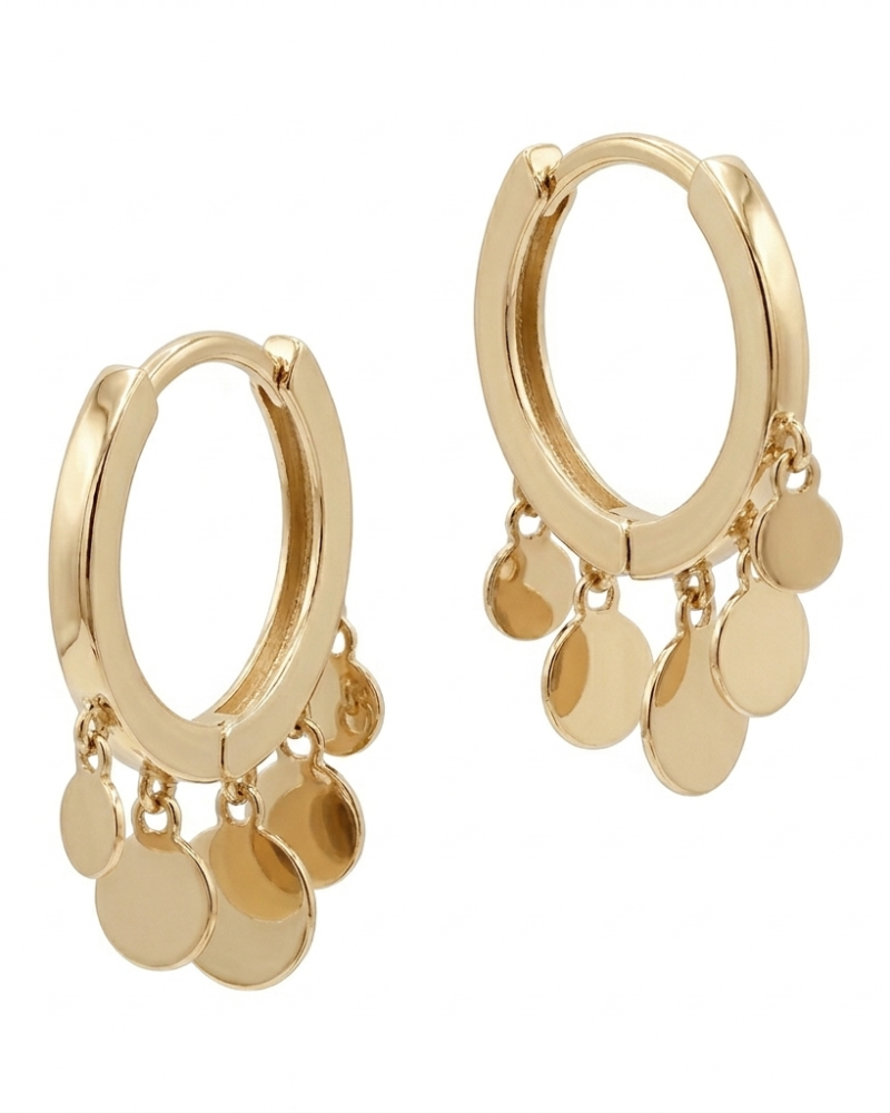 Disc Tassel Hoop Earrings