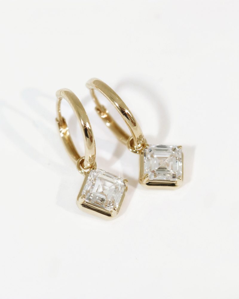 Asscher Diamond Hoop Earrings
