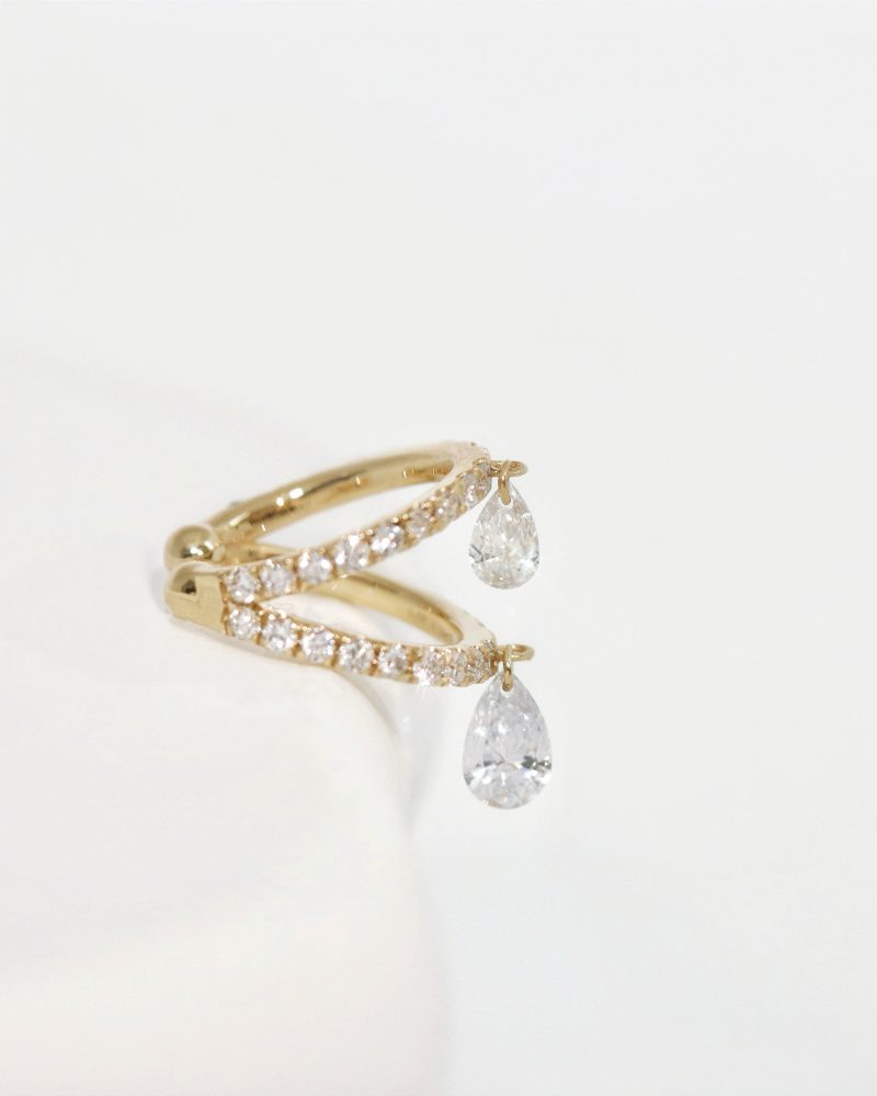 Pear Cut Diamond Ear Cuff Solid Gold