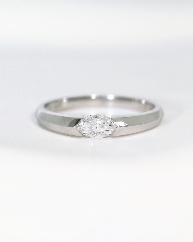Marquise Cut Diamond Solitaire Bezel Ring