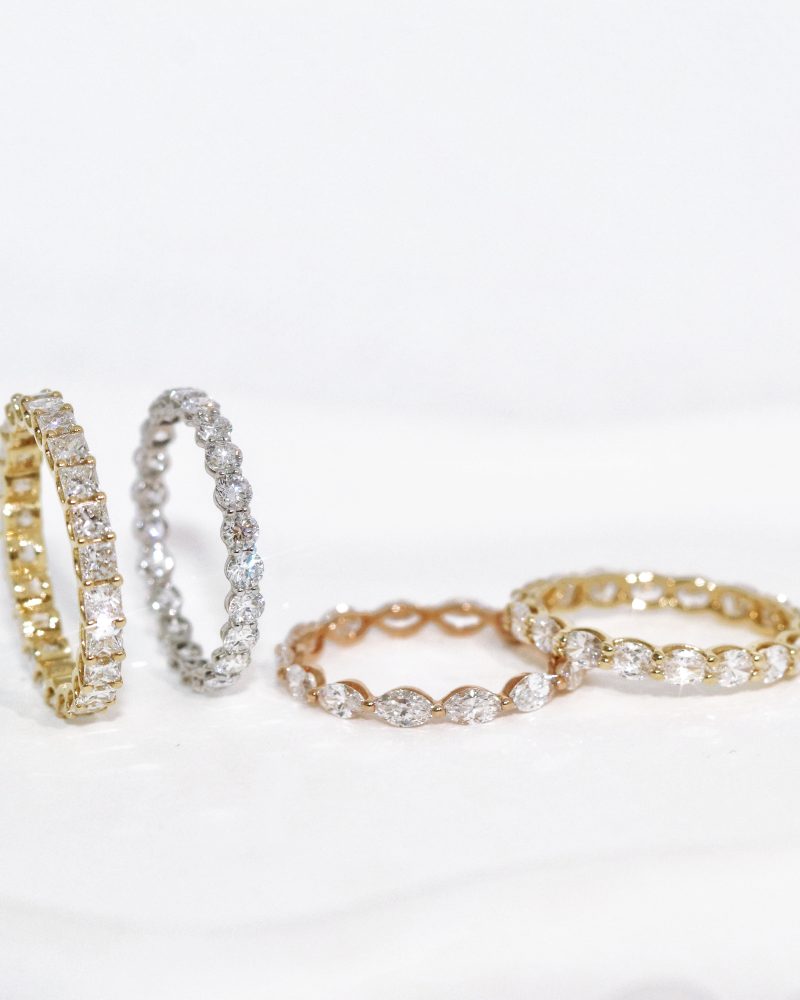 Oval/ Round/ Marquise/ Princess Cut Eternity Diamond Ring