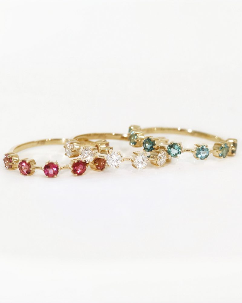 Diamond Tourmaline Half Eternity Ring