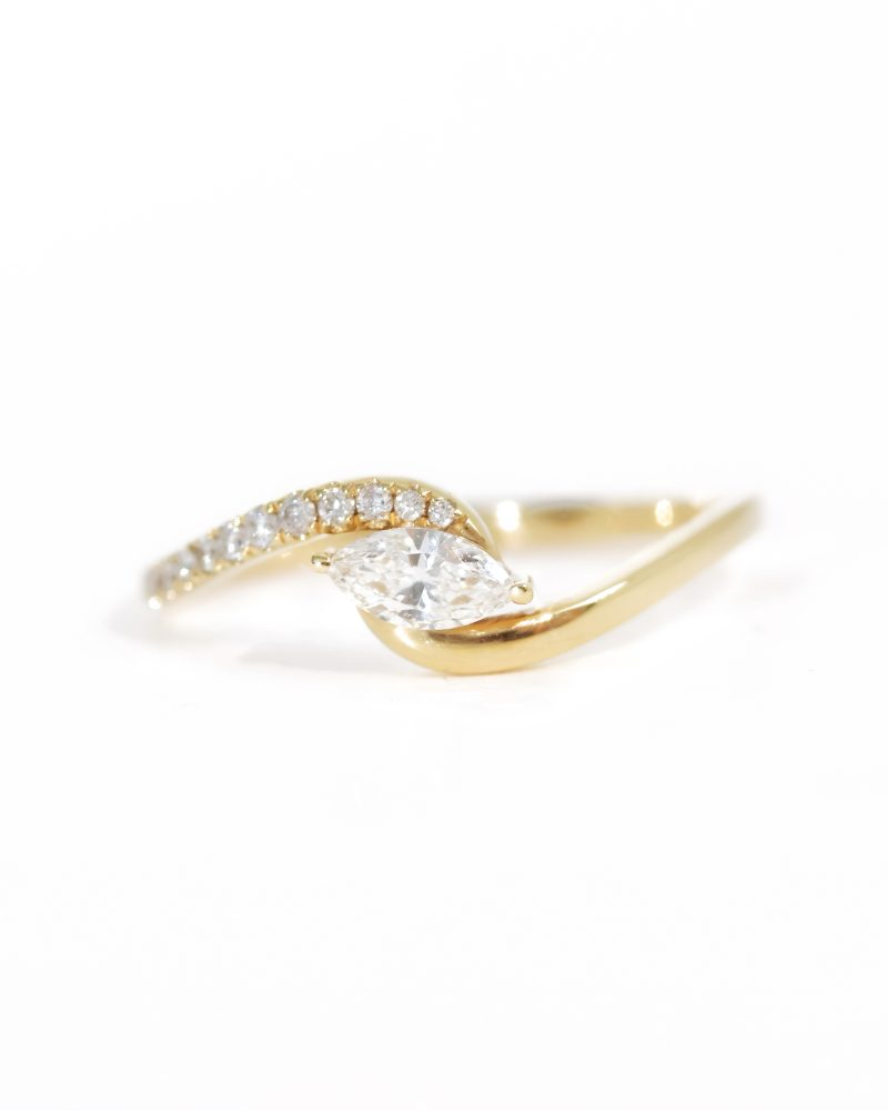 Marquise Cut Diamond Solitaire Wavy Ring
