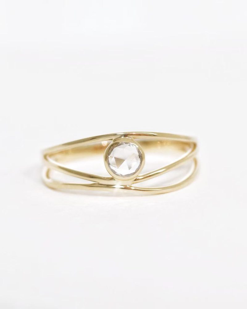 Rose Cut Diamond Three Layer Bezel Ring