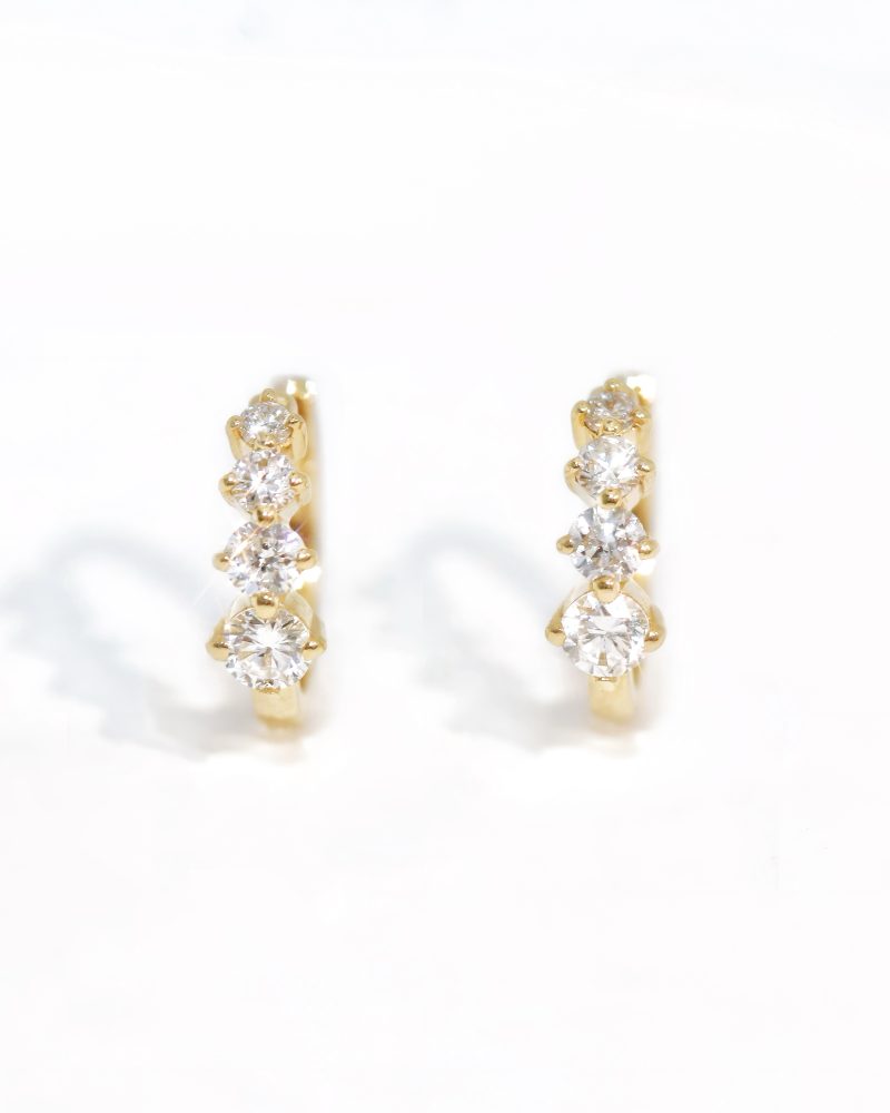Graduated Round Diamond Hoop Earrings