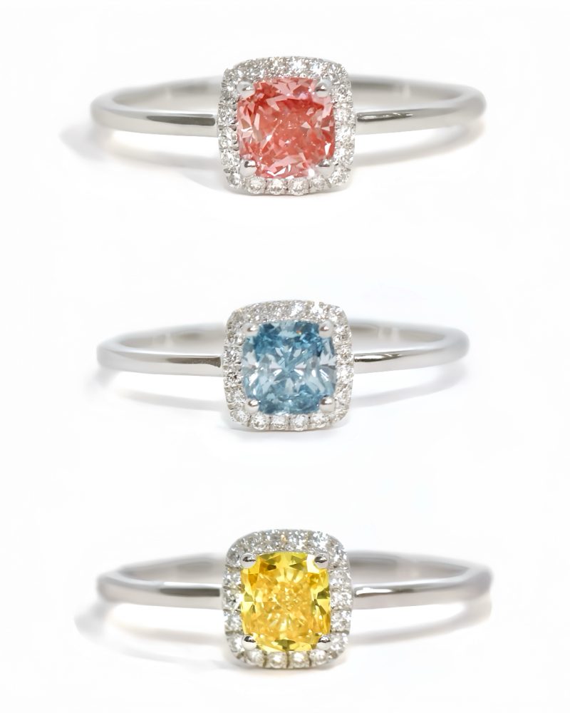 Cushion Cut Solitaire Halo Diamond Ring
