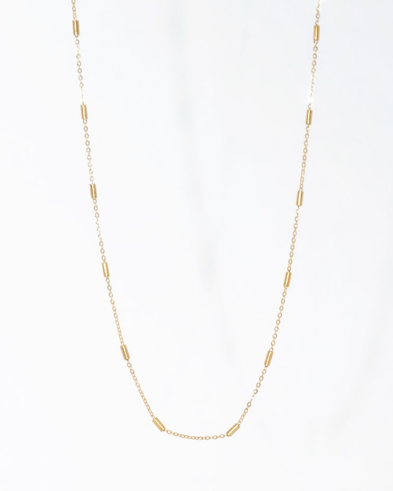 Plain Gold Bar Tube Chain Necklace