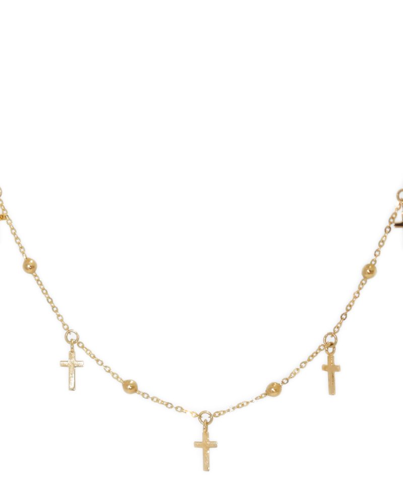 Plain Gold Bubble Cross Chain Necklace