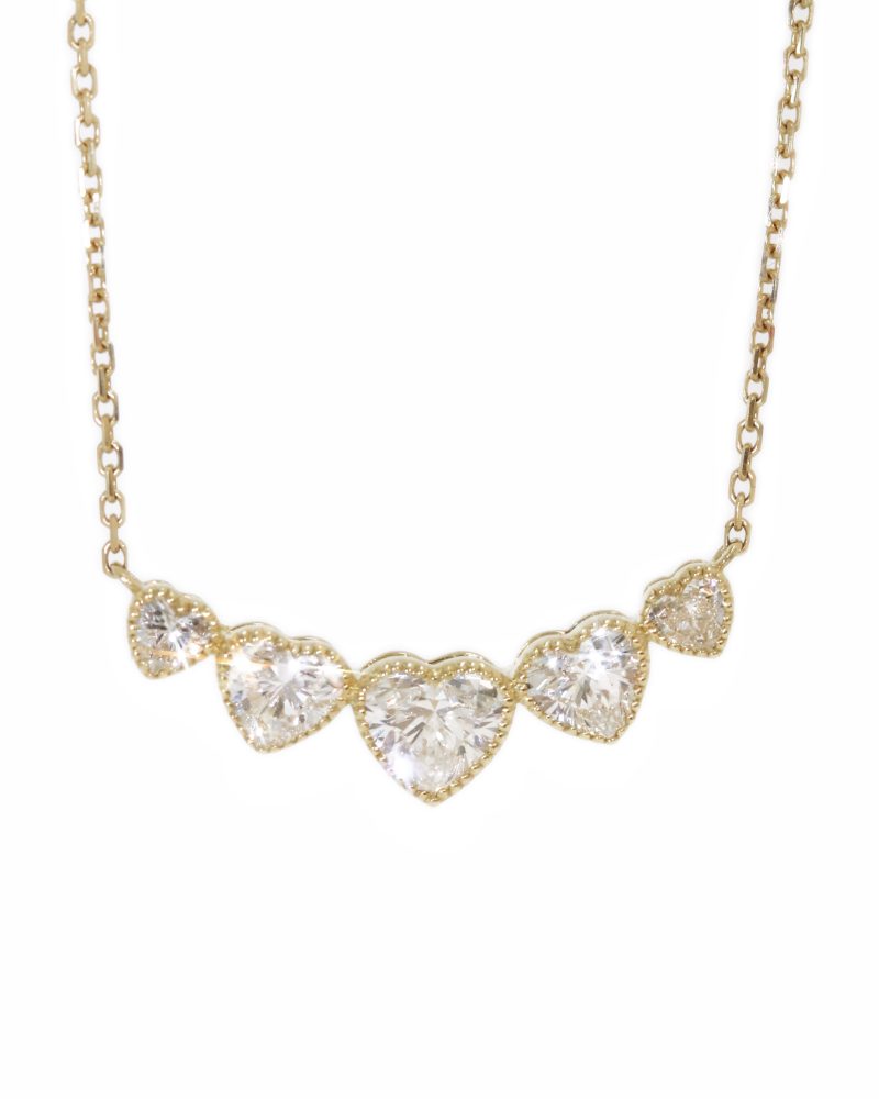Milgrain Heart Smile Diamond Necklace