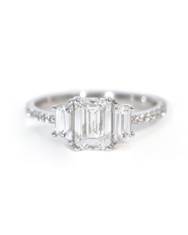 Emerald Cut Three Stone Diamond Ring