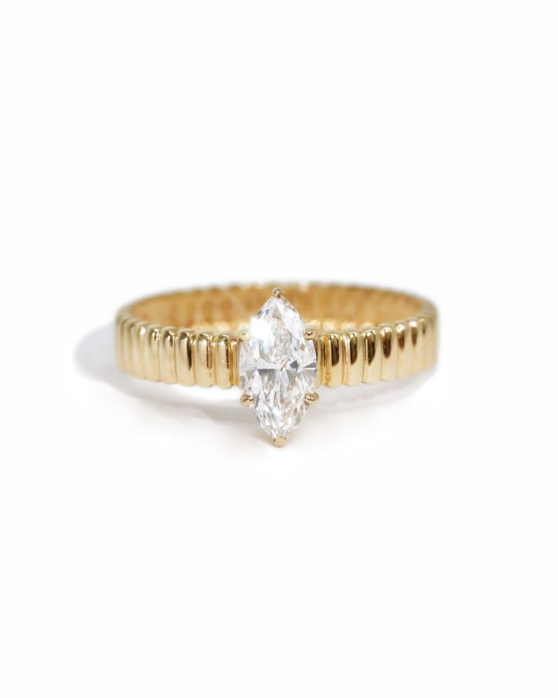 Marquise Cut Solitaire Diamond Accordion Ring
