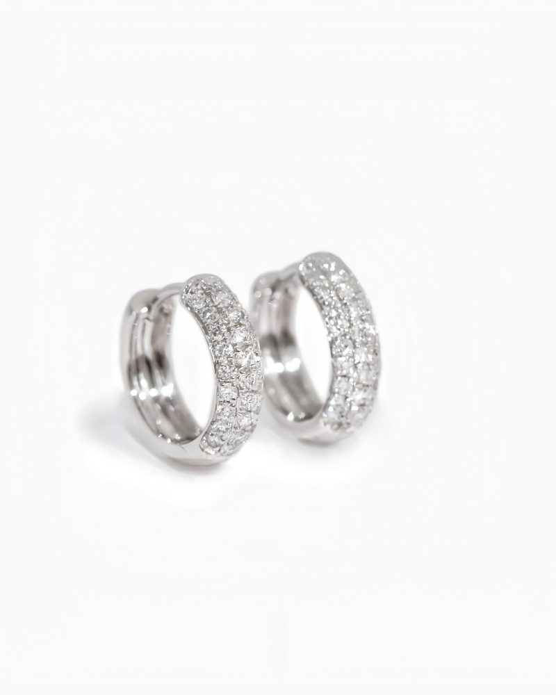 Pave Diamond Huggie Hoop Earrings