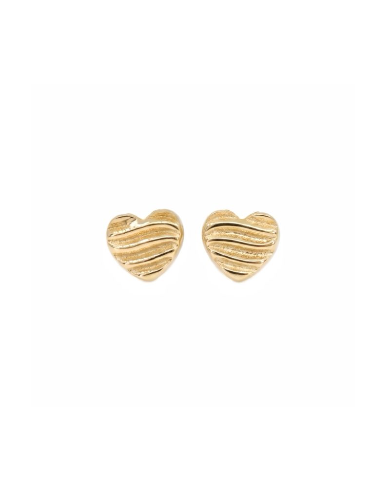 Ribbed Heart Stud Earrings