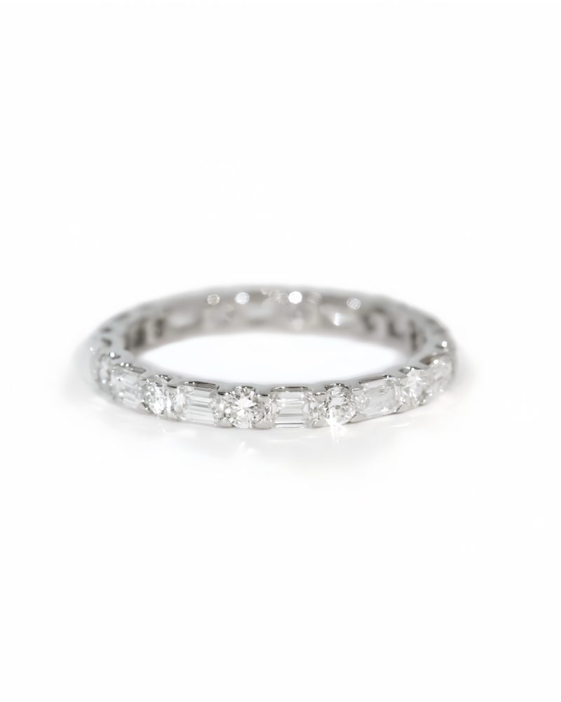 Round & Emerald Cut Eternity Diamond Ring