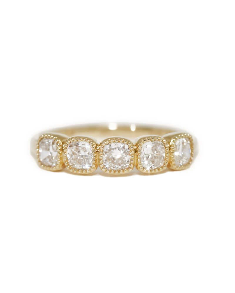 Milgrain Cushion Cut Diamond Ring