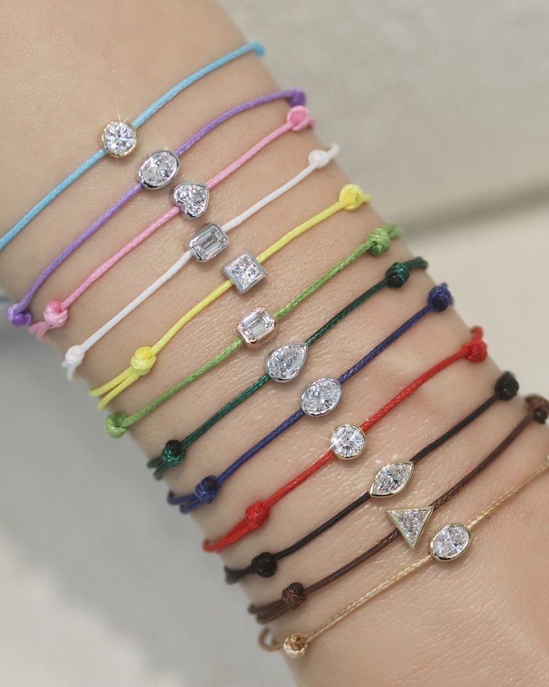 Bezel Diamond Solitaire Cord Bracelet-包鑲鑽石單鑽繩手鍊