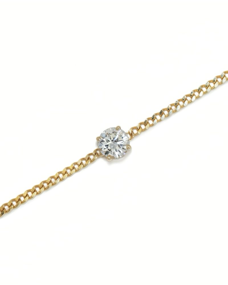 Solitaire Round Diamond 2.2mm Cuban Chain Bracelet