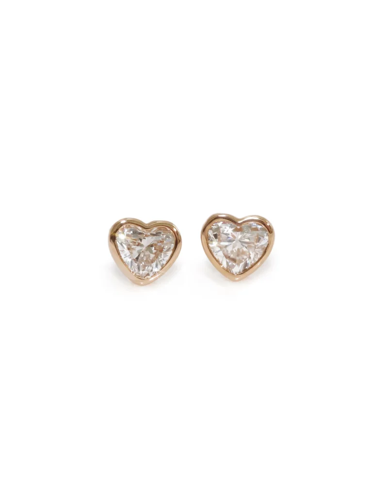 Heart Cut Diamond Bezel Stud Earrings