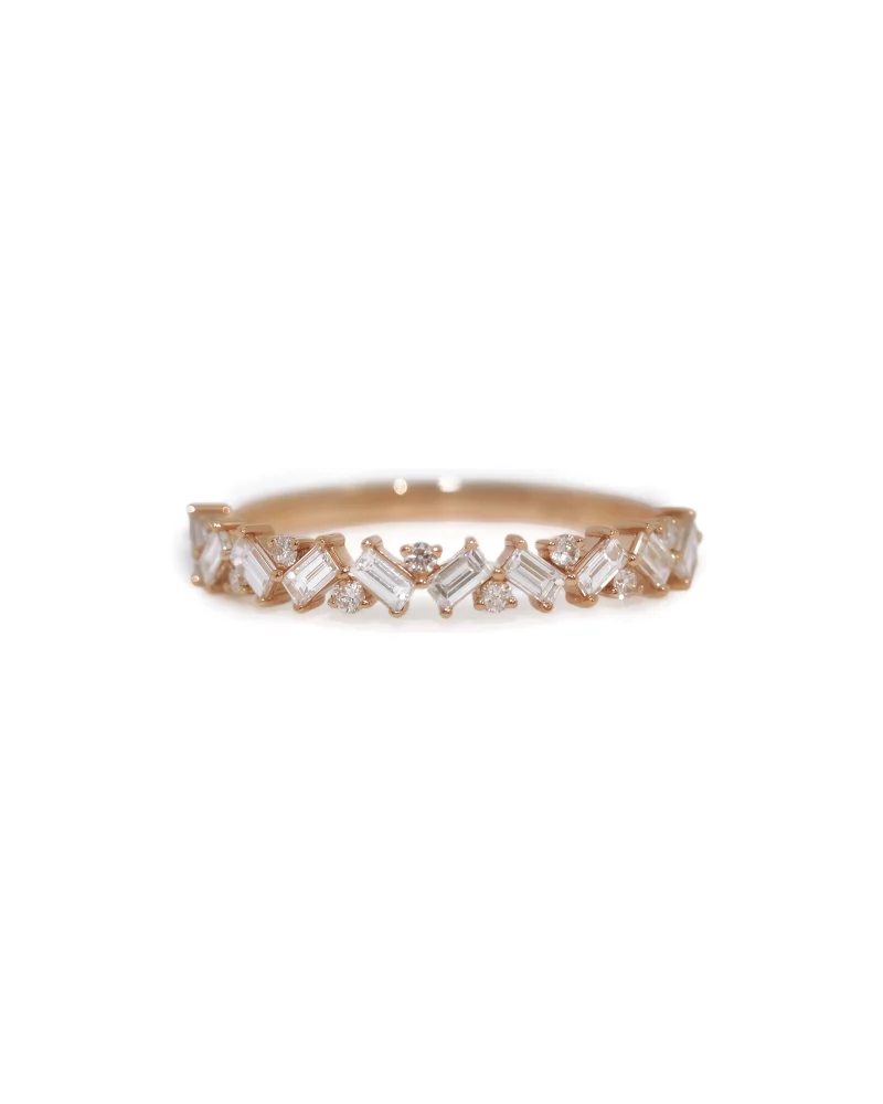 Slanted Baguette & Round Diamond Ring